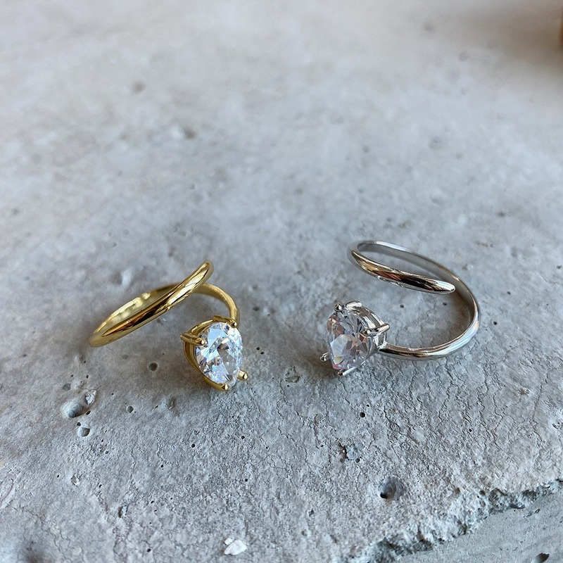 Bague femme dorée ou argentée, zircon cubique, ajustable – Vente Flash Bijoux