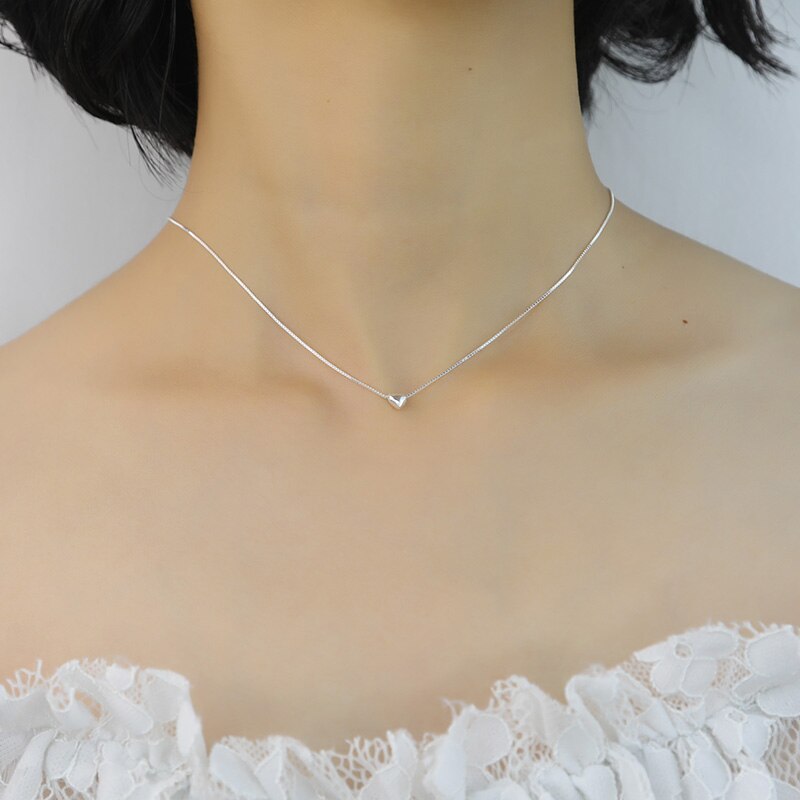 Collier femme argenté, cœur – Vente Flash Bijoux