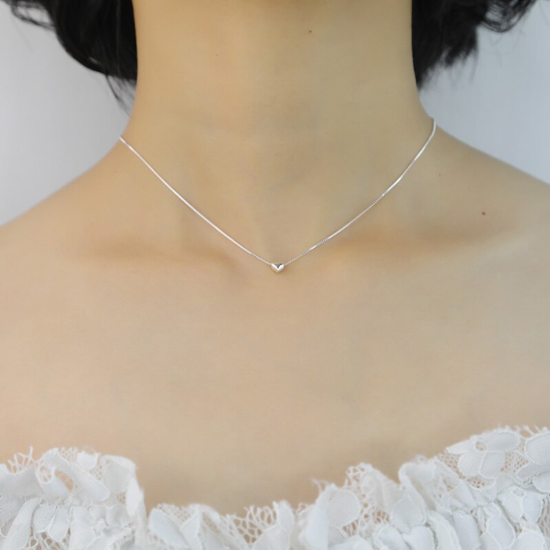 Collier femme argenté, cœur – Vente Flash Bijoux