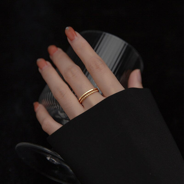 Bague femme dorée ou argentée, ajustable, minimaliste – Vente Flash Bijoux