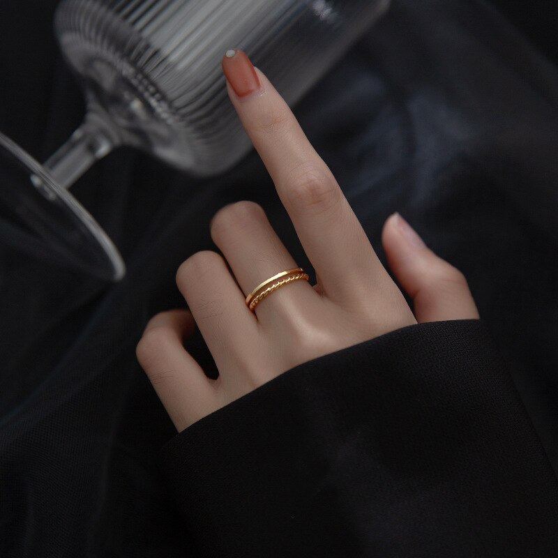 Bague femme dorée ou argentée, ajustable, minimaliste – Vente Flash Bijoux