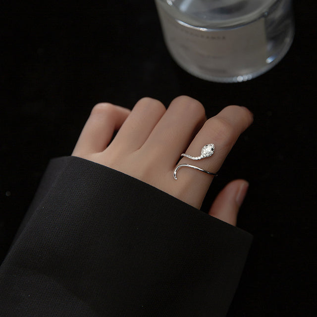 Bague femme argentée, serpent, ajustable – Vente Flash Bijoux