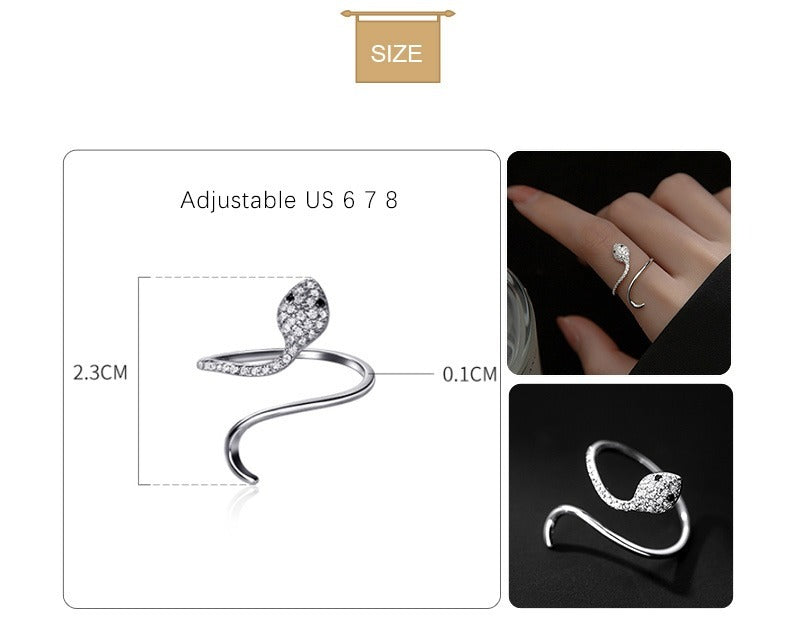 Bague femme argentée, serpent, ajustable – Vente Flash Bijoux