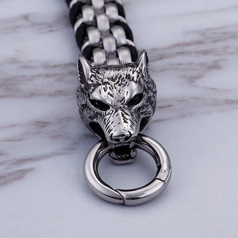 Bracelet homme noir, cuir double tour et acier– Vente Flash Bijoux