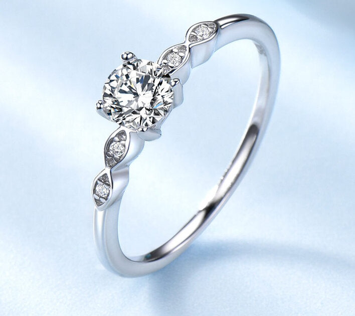 Bague femme argentée, solitaire, zircon cubique, intemporel – Vente Flash Bijoux
