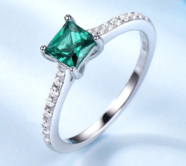 Bague femme argentée, émeraude, intemporel – Vente Flash Bijoux