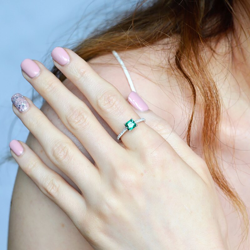 Bague femme argentée, émeraude, intemporel – Vente Flash Bijoux