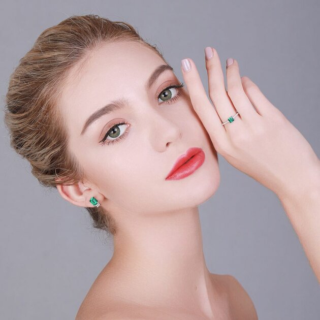 Bague femme argentée, émeraude, intemporel – Vente Flash Bijoux