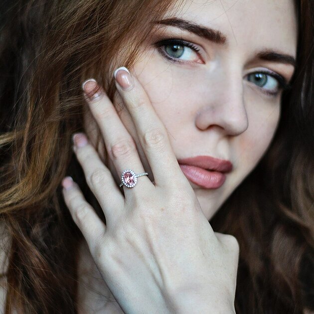 Bague femme argentée, morganite rose, style bohème– Vente Flash Bijoux