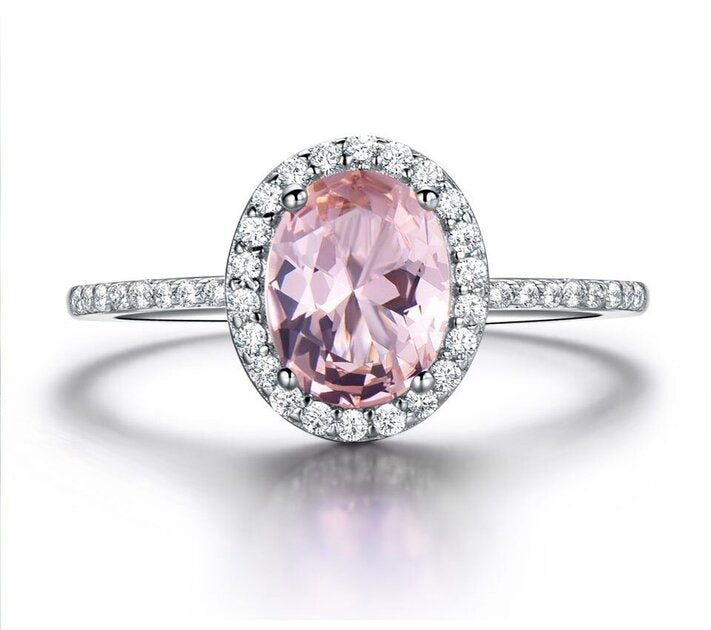 Bague femme argentée, morganite rose, style bohème– Vente Flash Bijoux