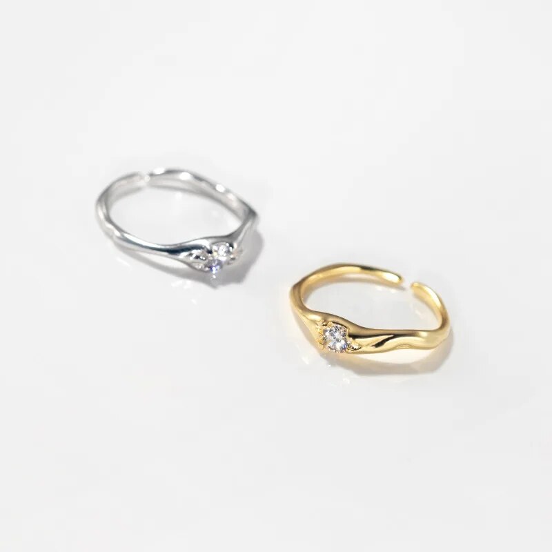 Bague femme dorée ou argentée, punk, zircon cubique, ajustable – Vente Flash Bijoux