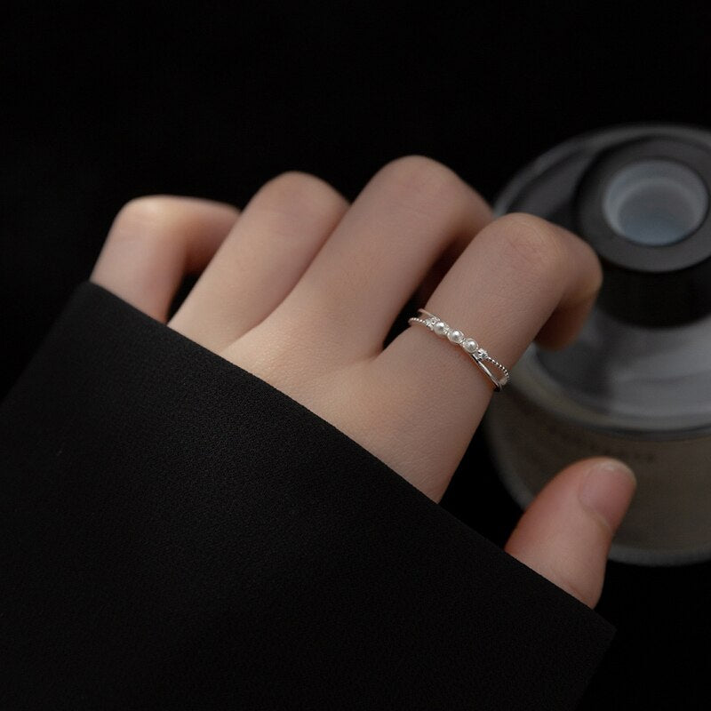 Bague femme dorée, perles, ajustable – Vente Flash Bijoux