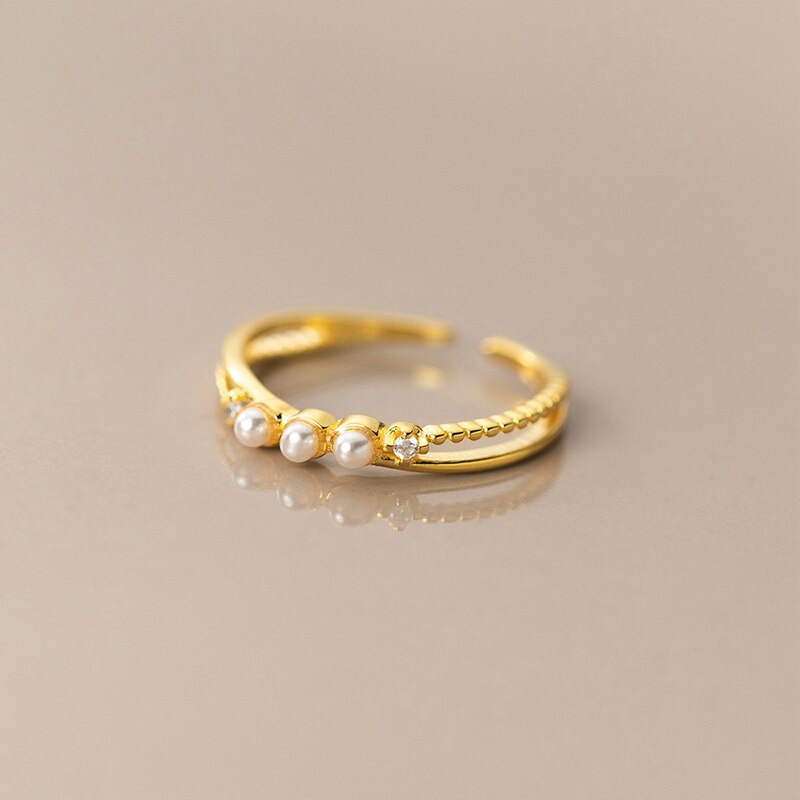 Bague femme dorée, perles, ajustable – Vente Flash Bijoux