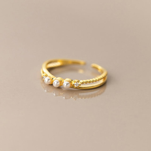 Bague femme dorée, perles, ajustable – Vente Flash Bijoux