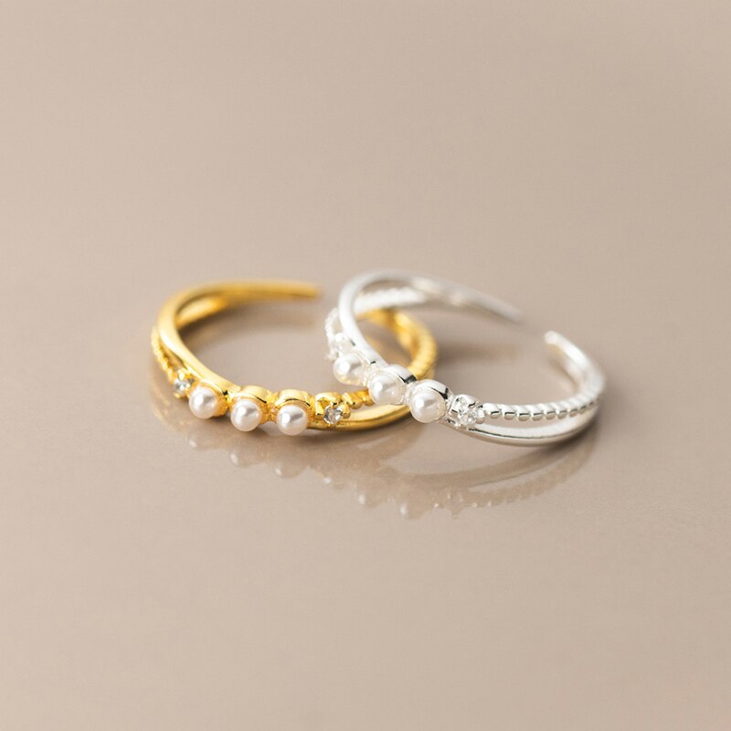 Bague femme dorée, perles, ajustable – Vente Flash Bijoux
