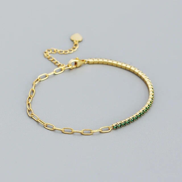 Bracelet femme doré, chaîne, zircon cubique, élégant – Vente Flash Bijoux