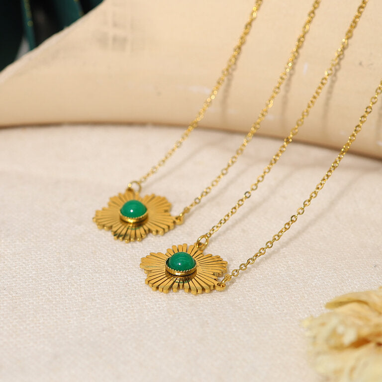 Collier femme doré, fleur, zircon cubique – Vente Flash Bijoux