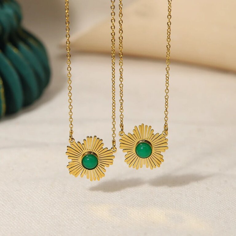 Collier femme doré, fleur, zircon cubique – Vente Flash Bijoux