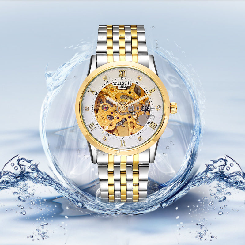Montre femme acier inoxydable, automatique, bracelet cuir – Vente Flash Bijoux