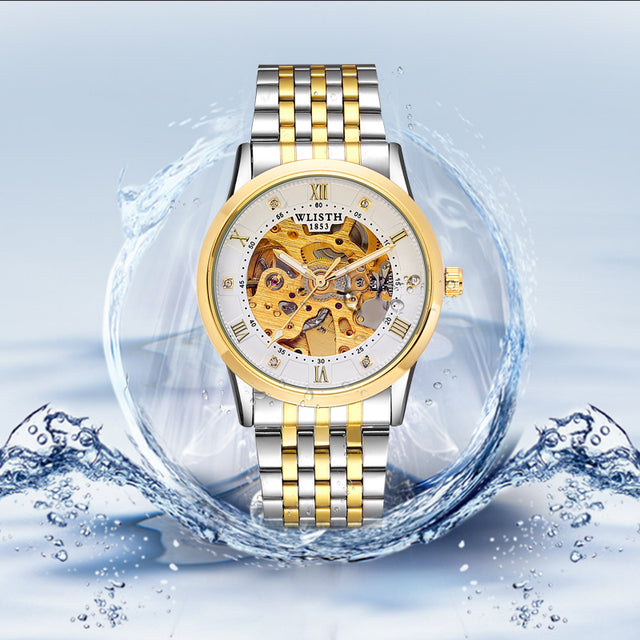 Montre femme acier inoxydable, automatique, bracelet cuir – Vente Flash Bijoux