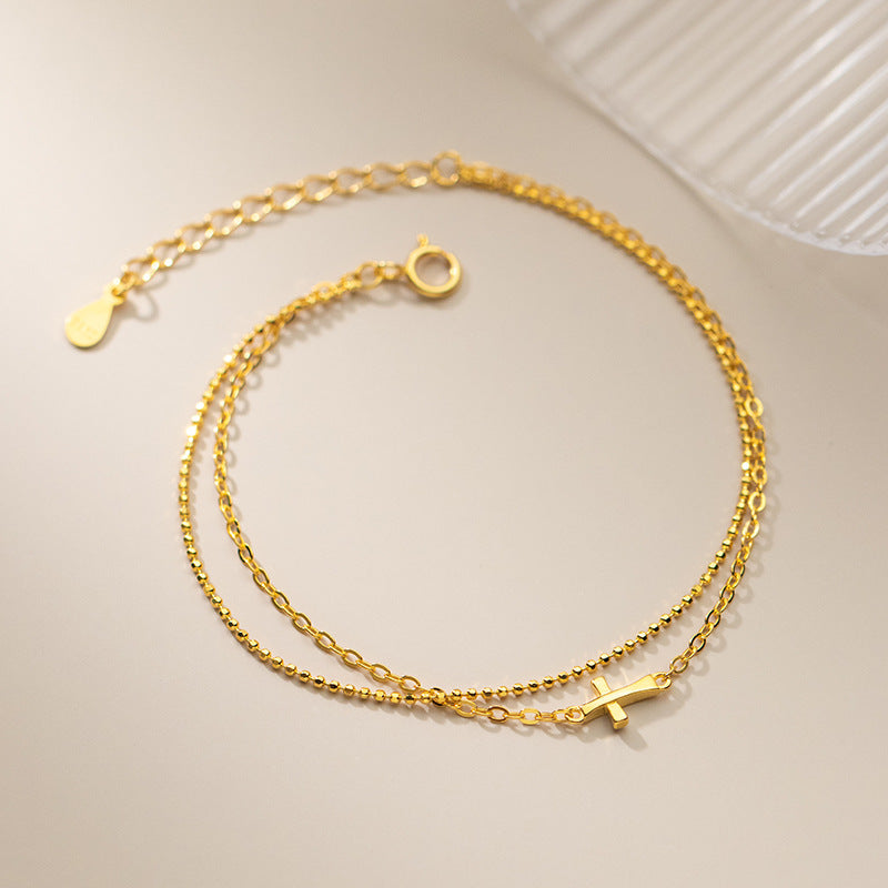 Bracelet femme doré, chaîne, perles – Vente Flash Bijoux