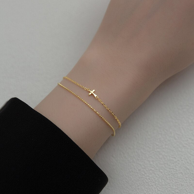 Bracelet femme doré, chaîne, perles – Vente Flash Bijoux