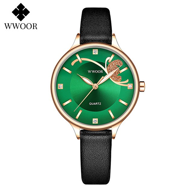 Montre femme à quartz, bracelet cuir, élégant – Vente Flash Bijoux