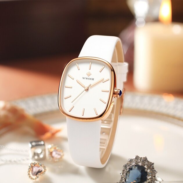 Montre femme à quartz, bracelet cuir, vintage – Vente Flash Bijoux