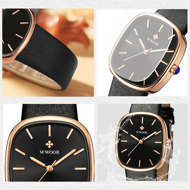 Montre femme à quartz, bracelet cuir, vintage – Vente Flash Bijoux