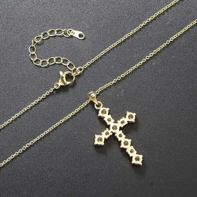 Collier femme doré, croix, zircon cubique – Vente Flash Bijoux